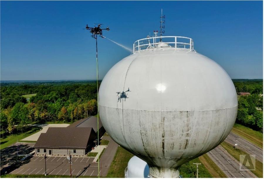 Drone wash watertower