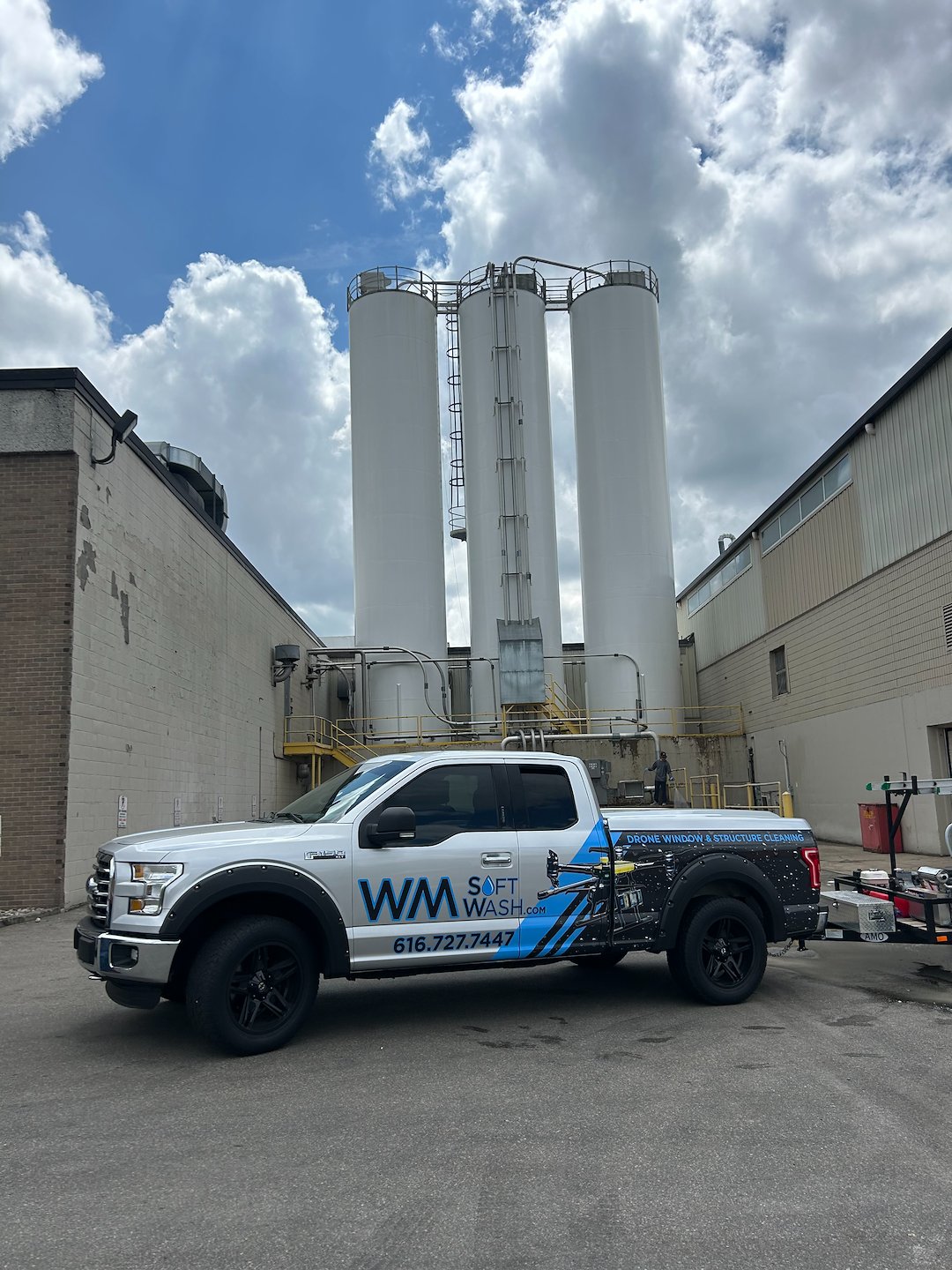Drone Silo Softwash Cleaning Grand Rapids Michigan 